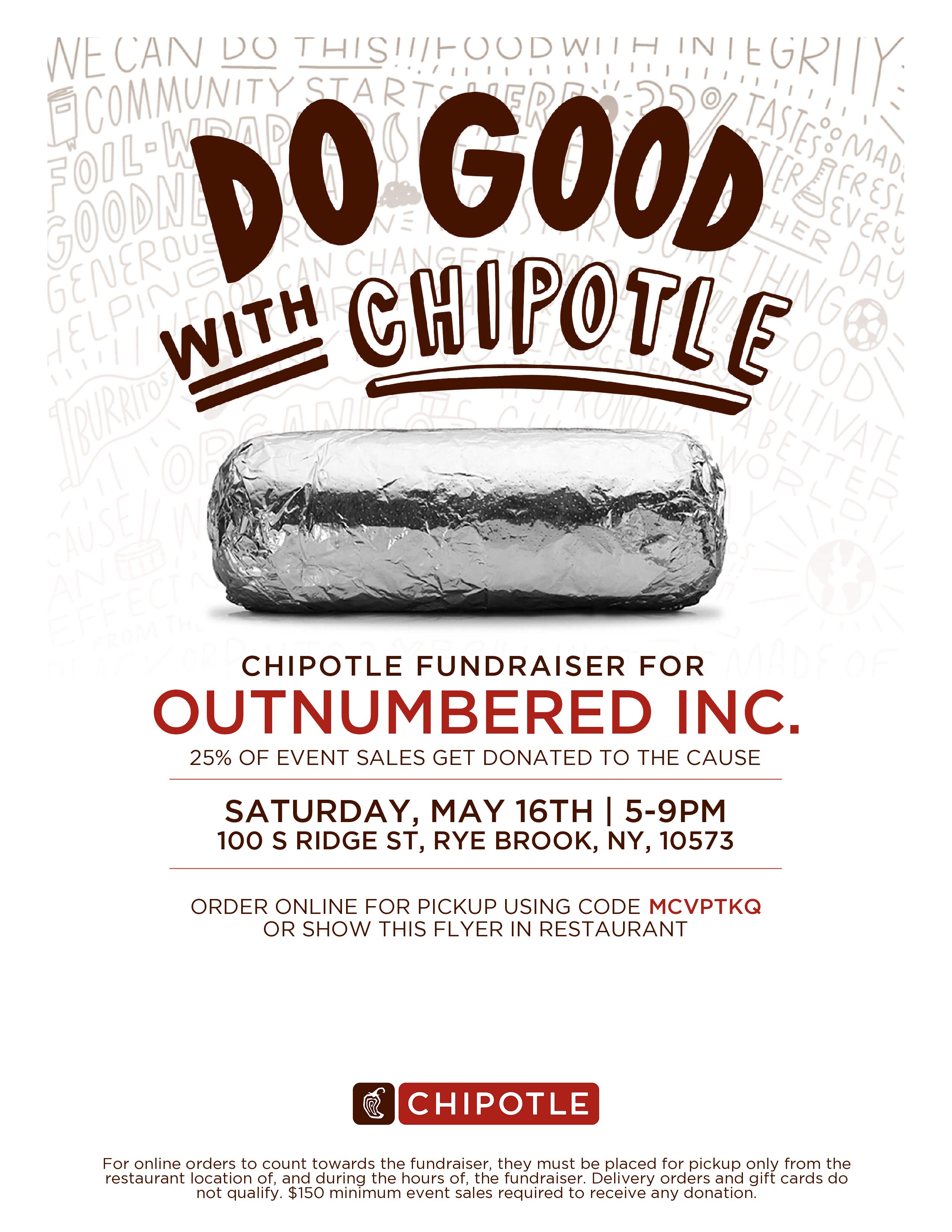 Chipotle Fundraiser in Rye Brook on May 16